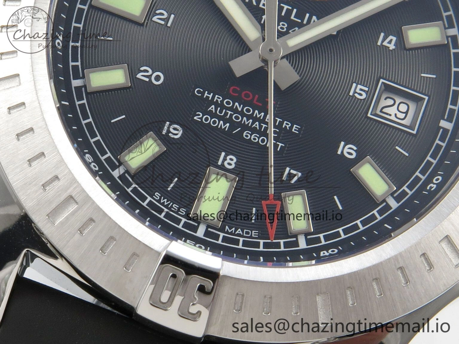 Sleek Colt Automatic 44mm TF 1:1 Best Edition Black Dial on Black Rubber Strap A2824 V 5394