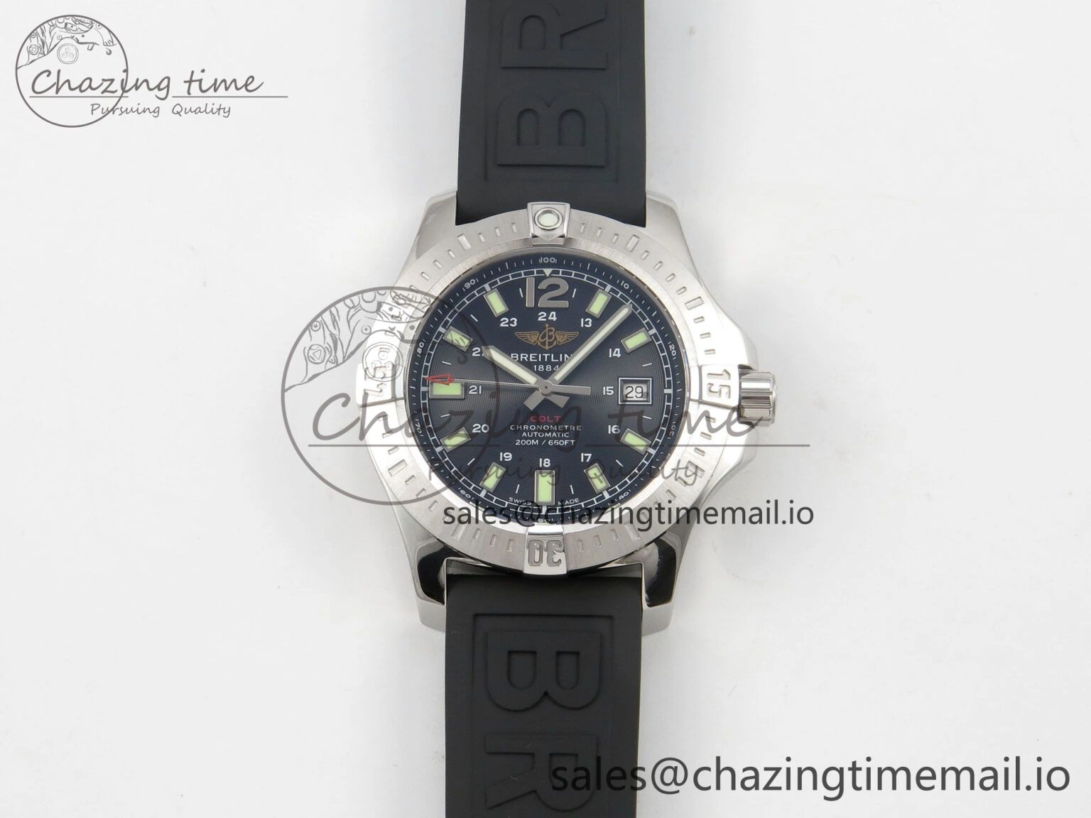 Sleek Colt Automatic 44mm TF 1:1 Best Edition Black Dial on Black Rubber Strap A2824 V 5394
