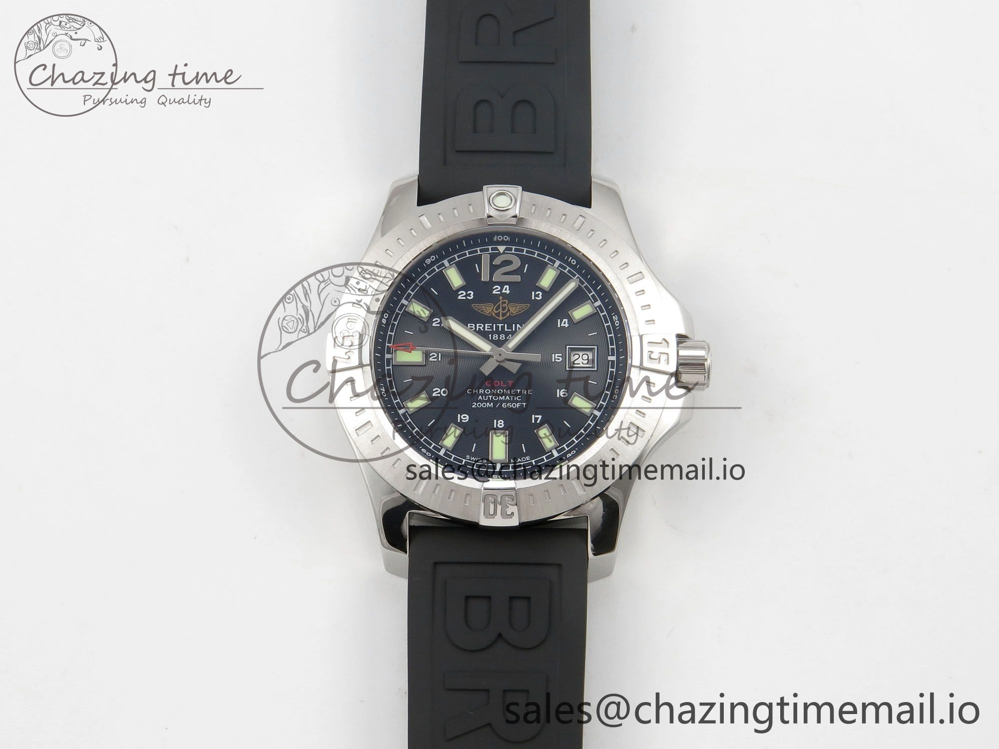 Sleek Colt Automatic 44mm TF 1:1 Best Edition Black Dial on Black Rubber Strap A2824 V 5394