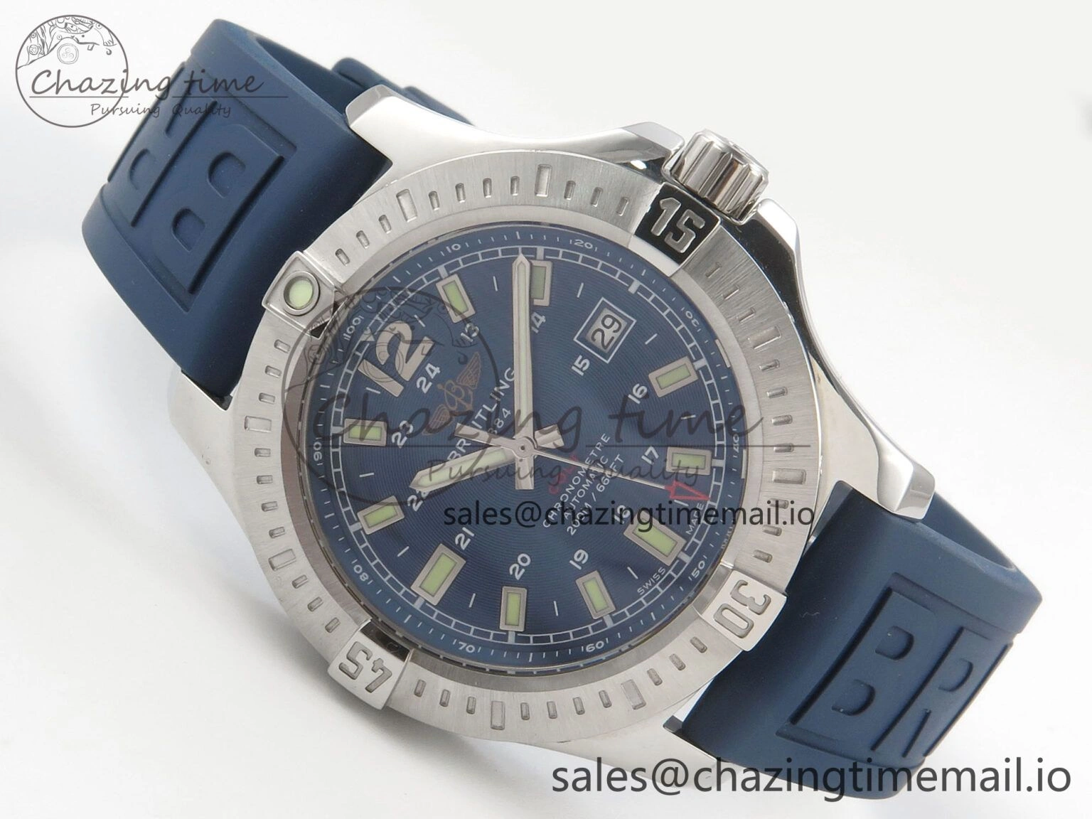 Colt Automatic 44mm TF 1:1 Best Edition Blue Dial on Blue Rubber Strap A2824 V EyeCatching 5391