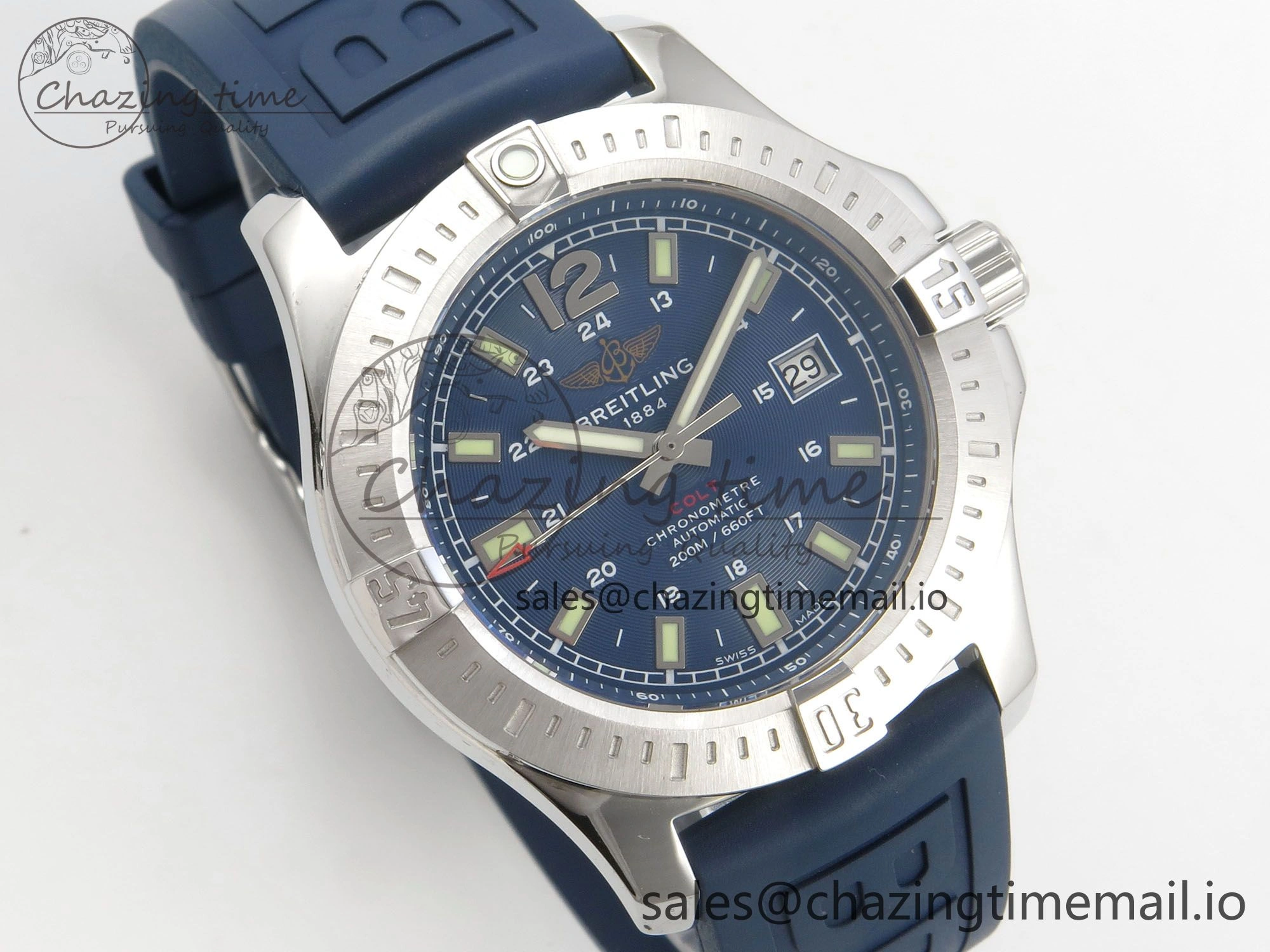 Colt Automatic 44mm TF 1:1 Best Edition Blue Dial on Blue Rubber Strap A2824 V EyeCatching 5391