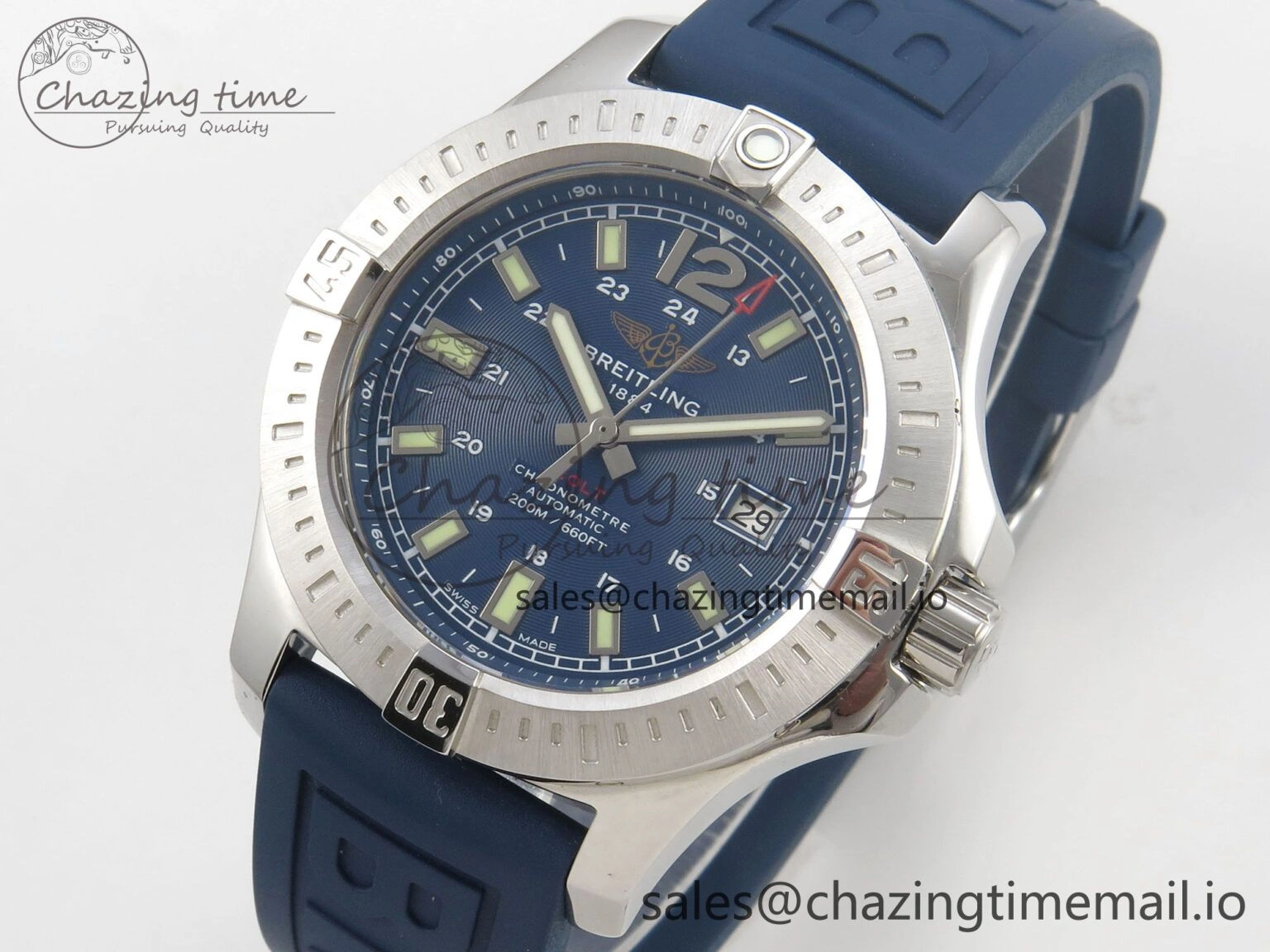 Colt Automatic 44mm TF 1:1 Best Edition Blue Dial on Blue Rubber Strap A2824 V EyeCatching 5391
