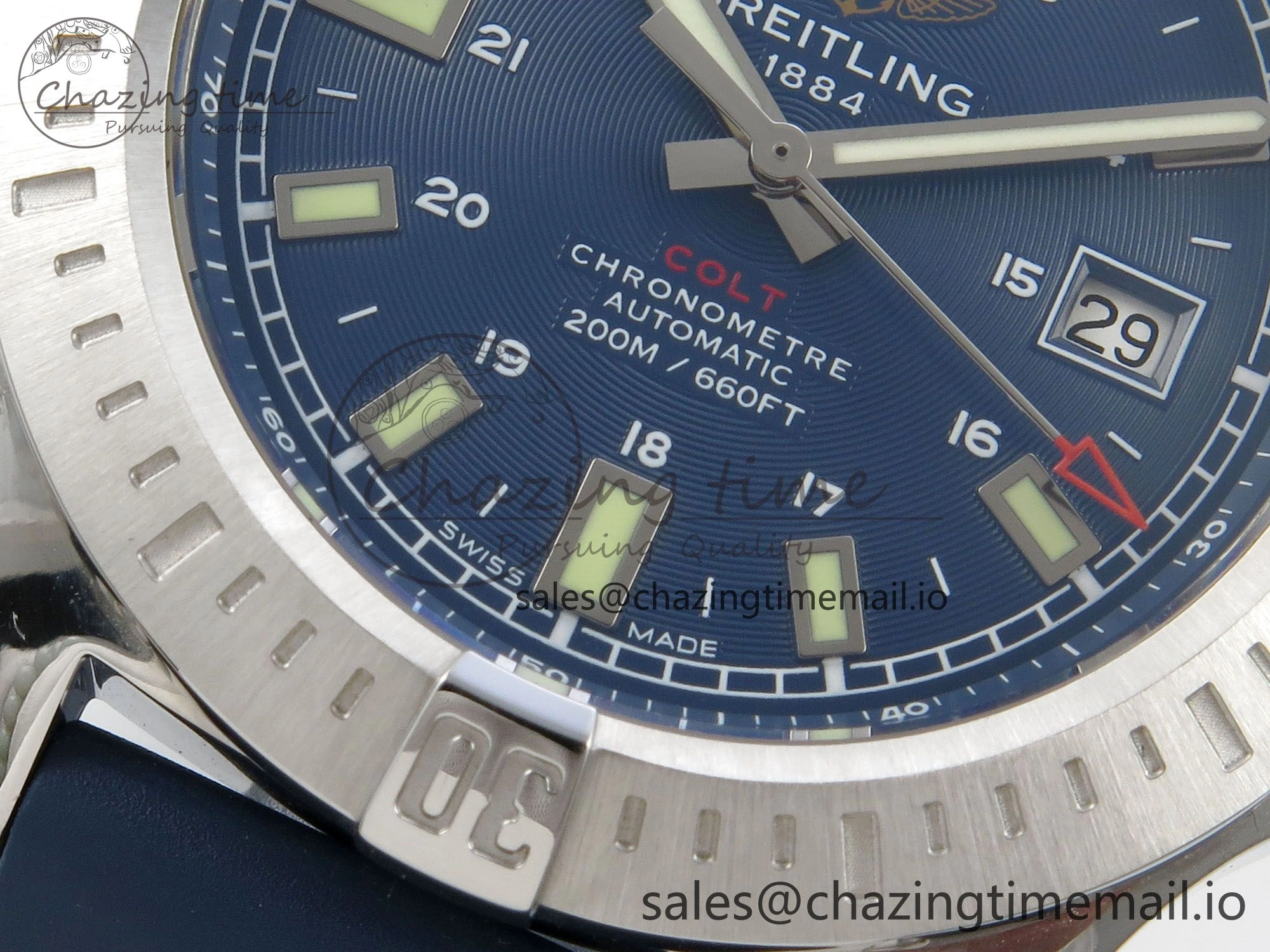 Colt Automatic 44mm TF 1:1 Best Edition Blue Dial on Blue Rubber Strap A2824 V EyeCatching 5391