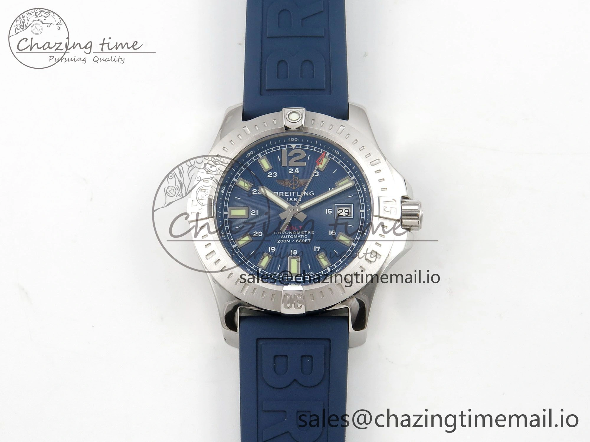 Colt Automatic 44mm TF 1:1 Best Edition Blue Dial on Blue Rubber Strap A2824 V EyeCatching 5391
