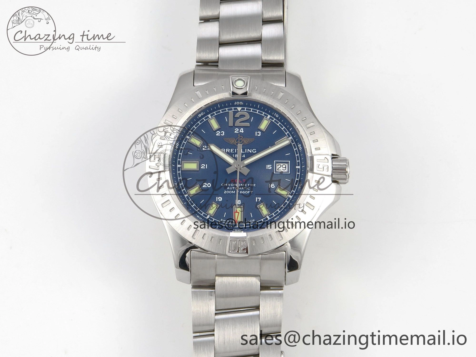 Colt Automatic 44mm TF1:1 Best Edition Blue Dial on SS Bracelet A2824 V Tailored 5410