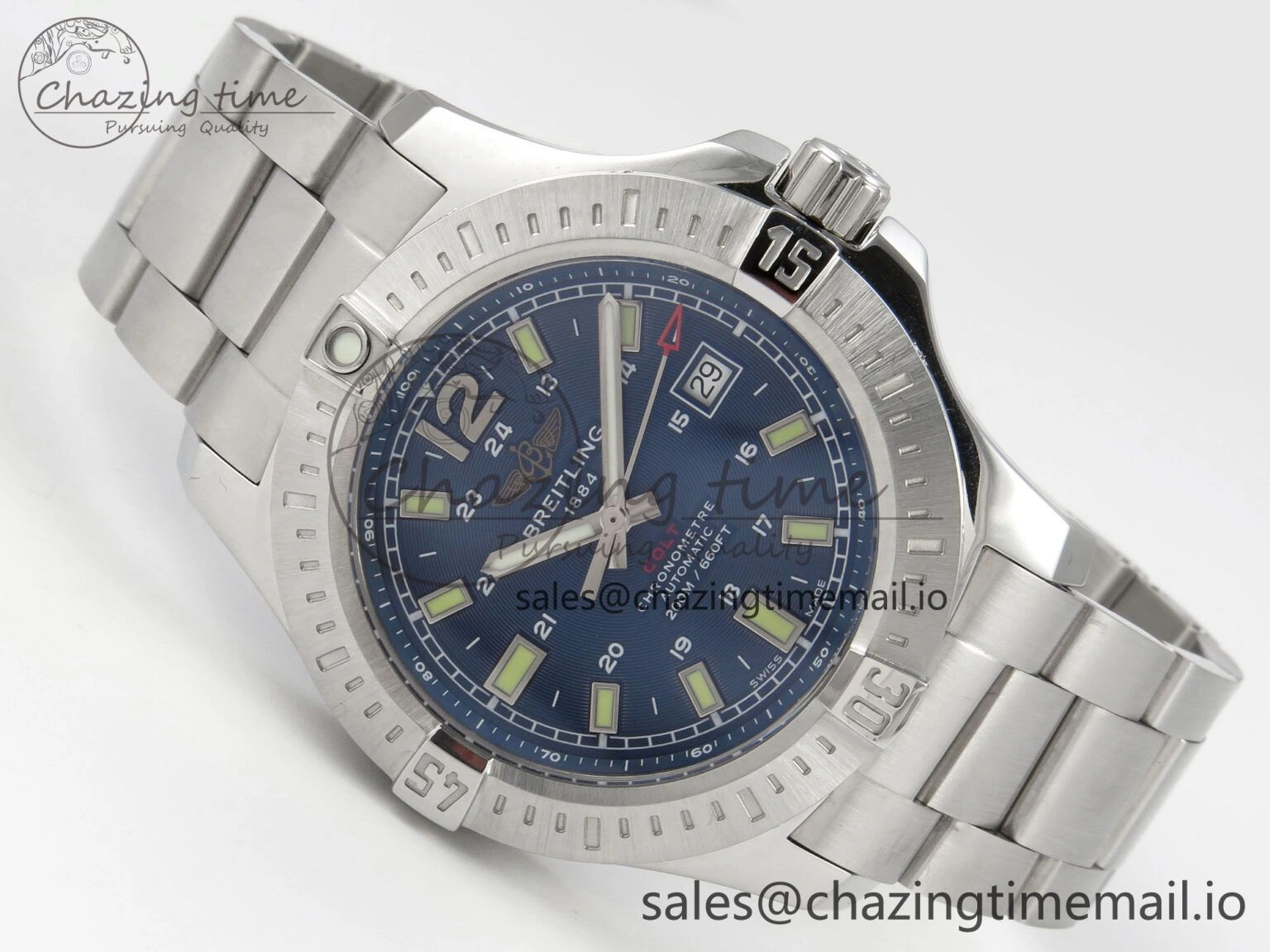 Colt Automatic 44mm TF1:1 Best Edition Blue Dial on SS Bracelet A2824 V Tailored 5410