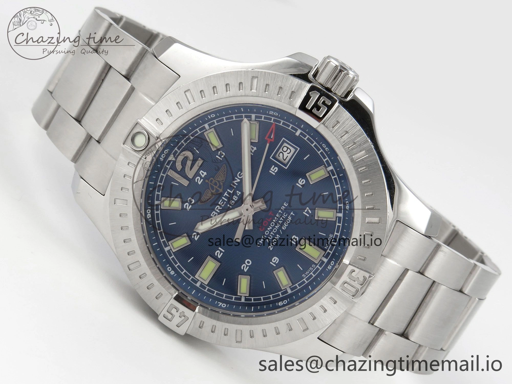 Colt Automatic 44mm TF1:1 Best Edition Blue Dial on SS Bracelet A2824 V Tailored 5410