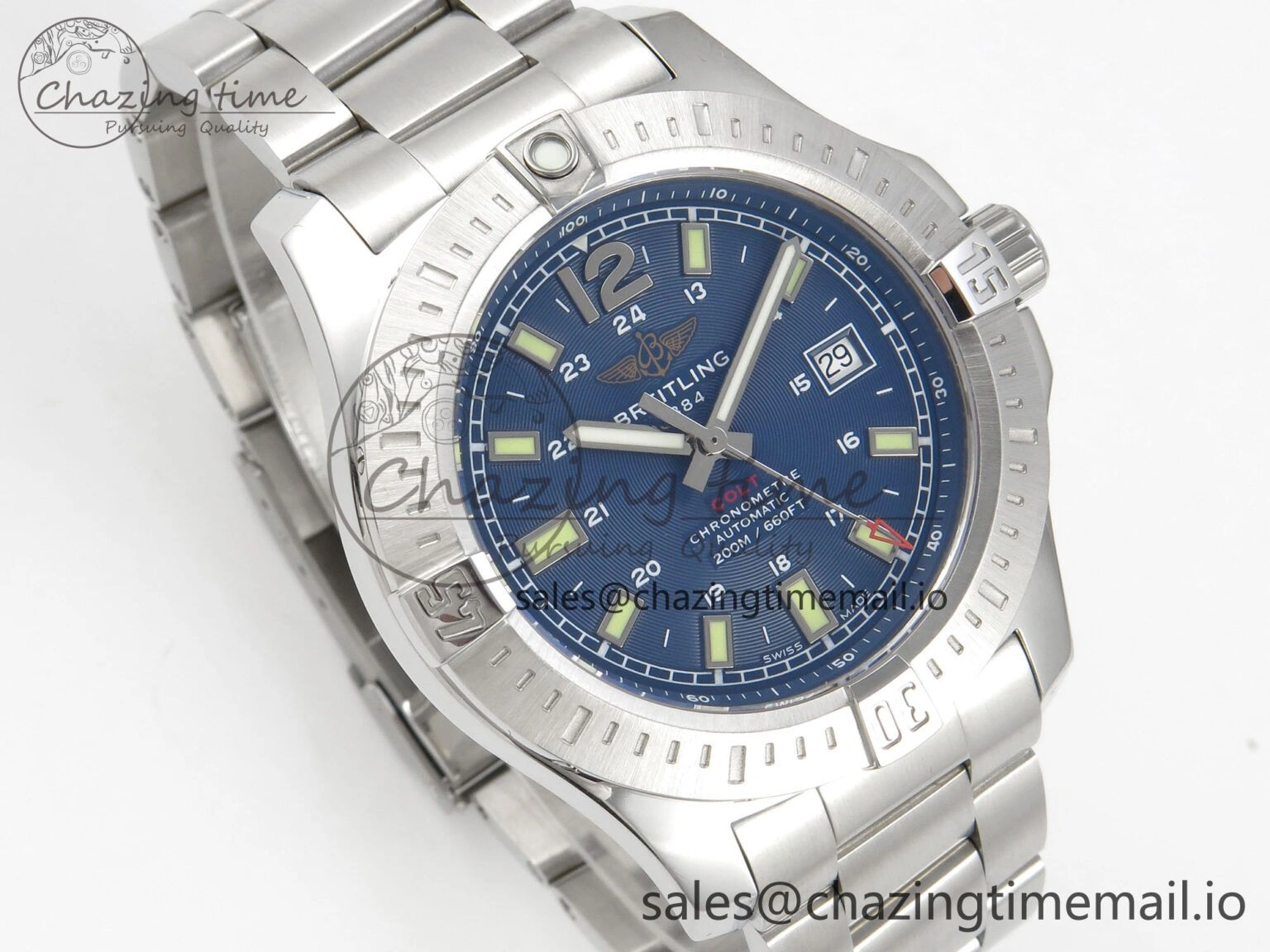 Colt Automatic 44mm TF1:1 Best Edition Blue Dial on SS Bracelet A2824 V Tailored 5410