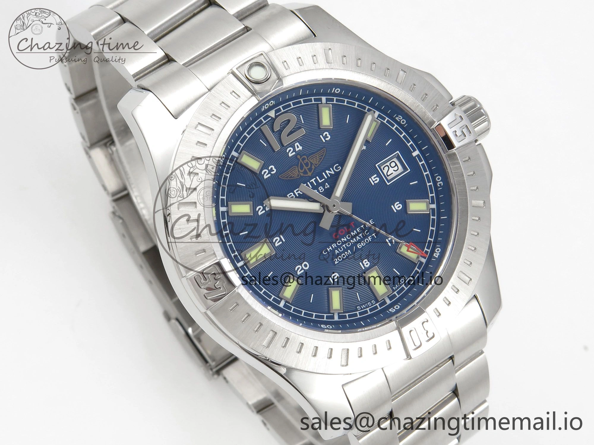 Colt Automatic 44mm TF1:1 Best Edition Blue Dial on SS Bracelet A2824 V Tailored 5410