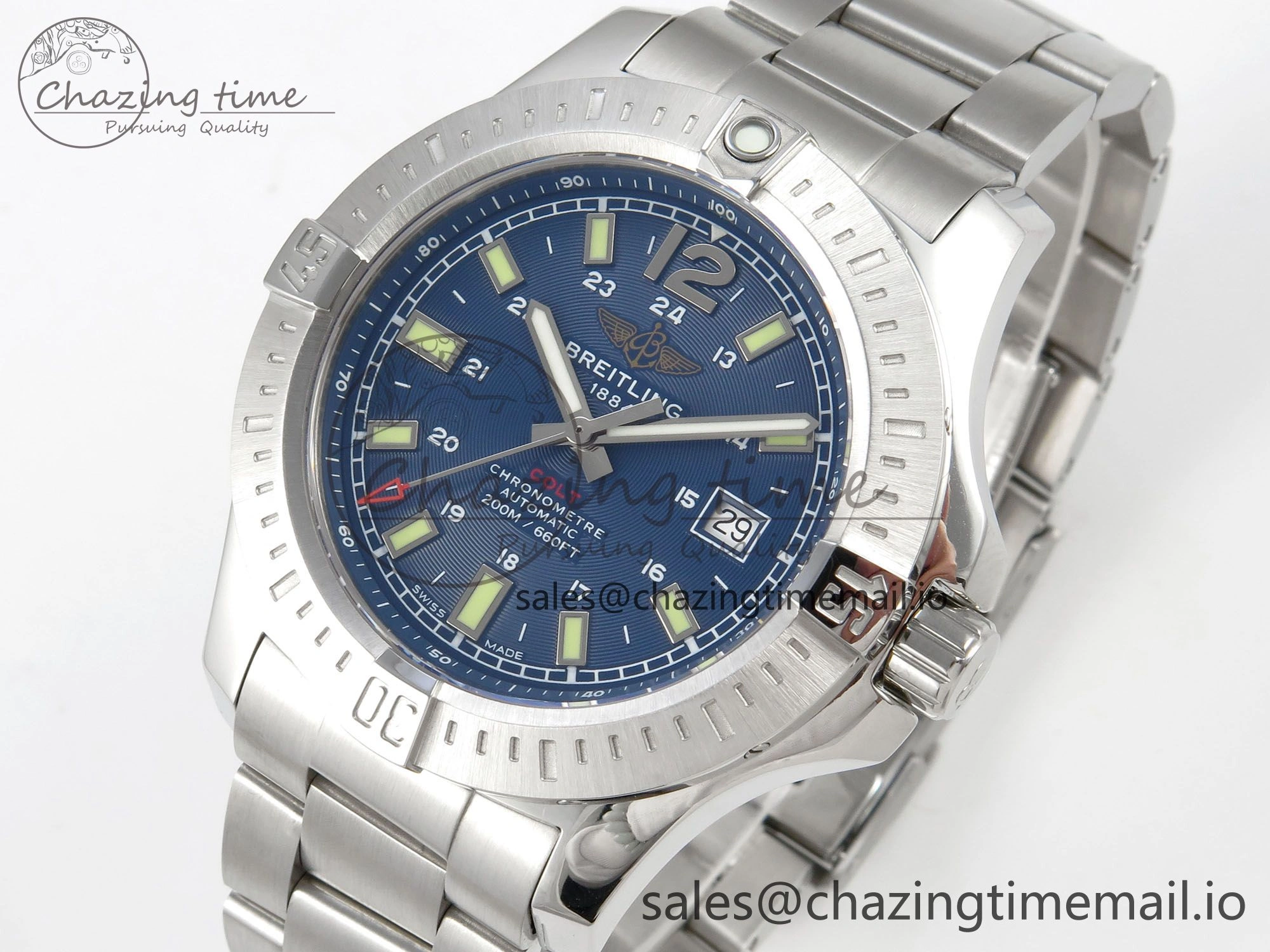 Colt Automatic 44mm TF1:1 Best Edition Blue Dial on SS Bracelet A2824 V Tailored 5410