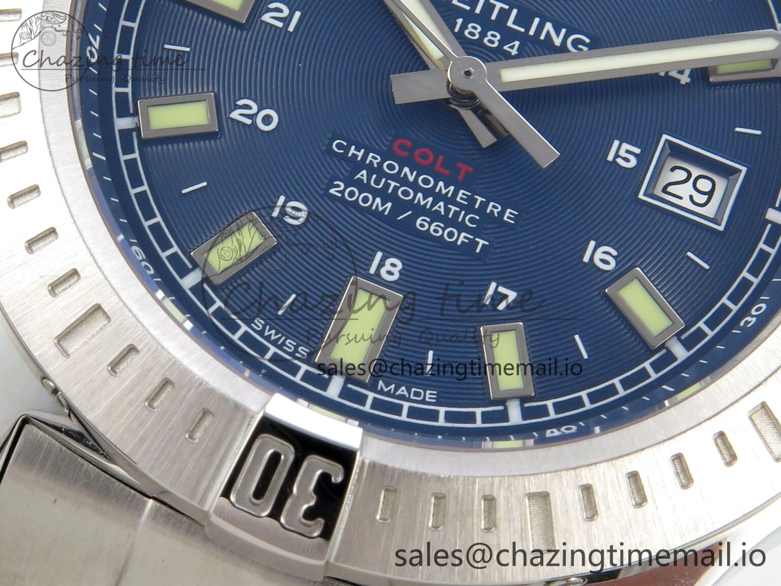 Colt Automatic 44mm TF1:1 Best Edition Blue Dial on SS Bracelet A2824 V Tailored 5410