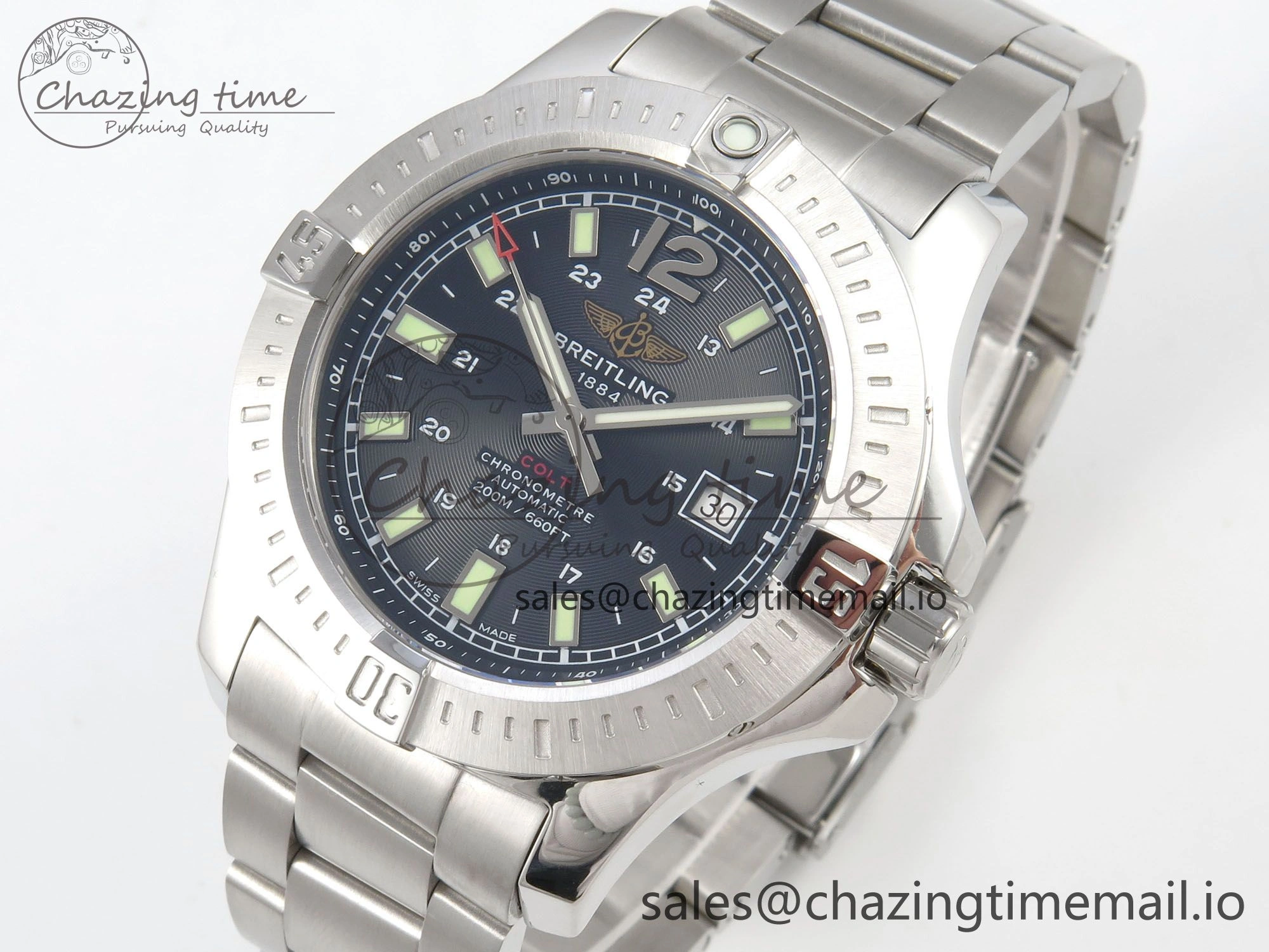 Colt Automatic 44mm TF1:1 Best Edition Gray Dial on SS Bracelet A2824 V Minimalist 5409