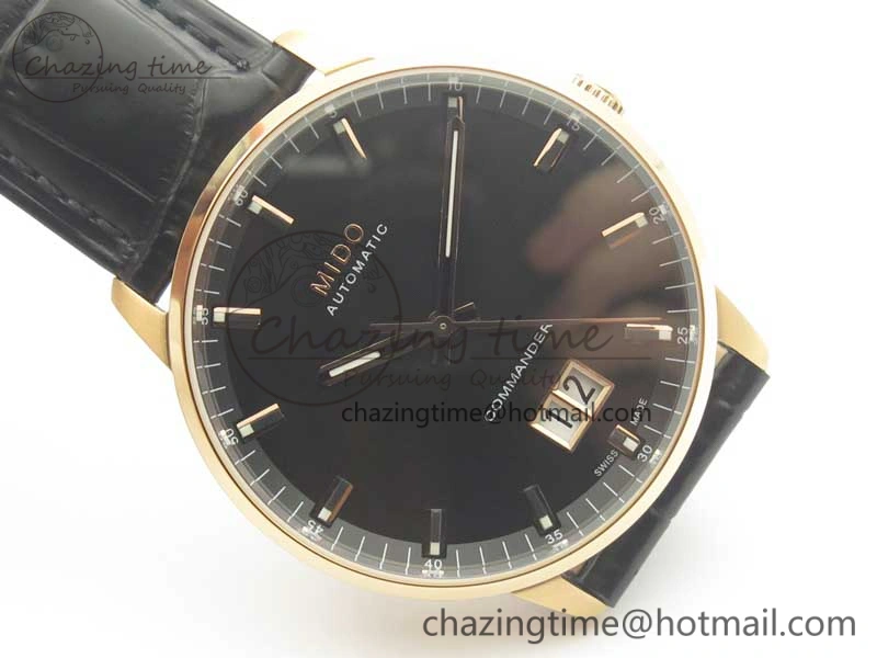 Commander Big Date RG OXF Black Dial on Black Leather Strap A Soft 7609