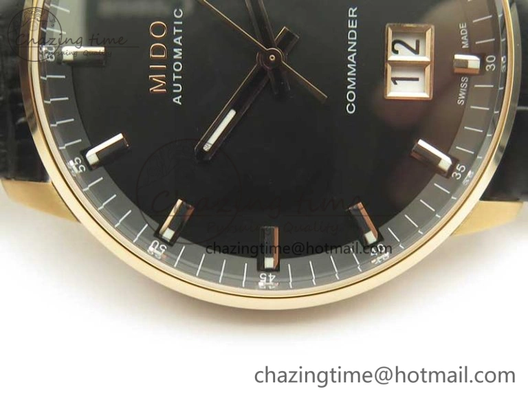 Commander Big Date RG OXF Black Dial on Black Leather Strap A Soft 7609
