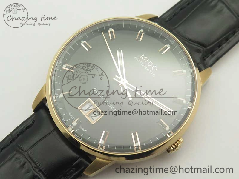 Commander Big Date RG OXF Black Dial on Black Leather Strap A Soft 7609