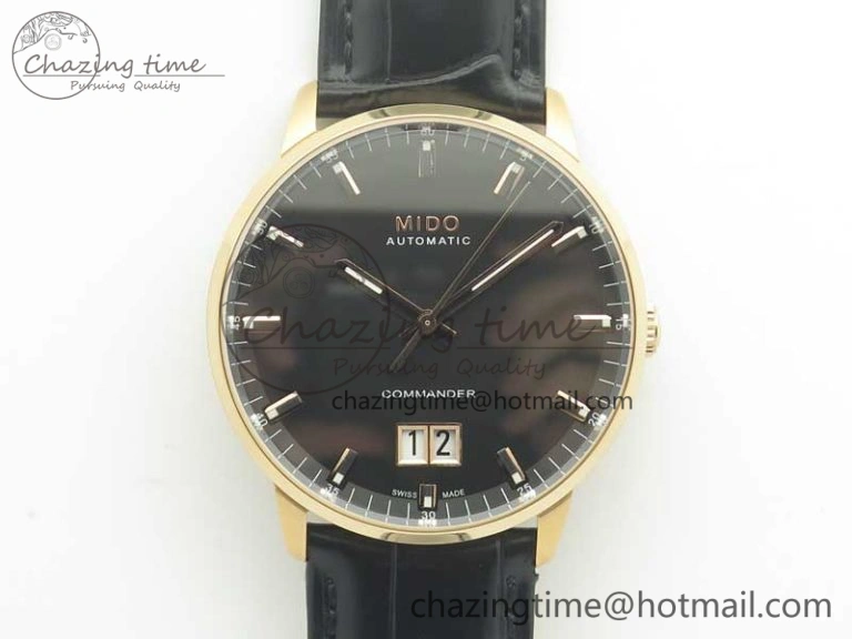 Commander Big Date RG OXF Black Dial on Black Leather Strap A Soft 7609