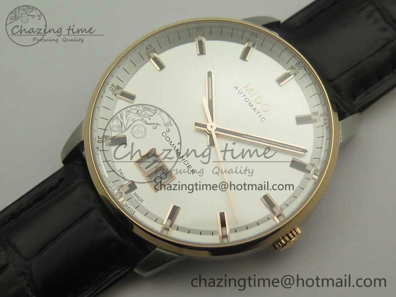 Commander Big Date RG OXF White Dial on Black Leather Strap A Flexible 7607