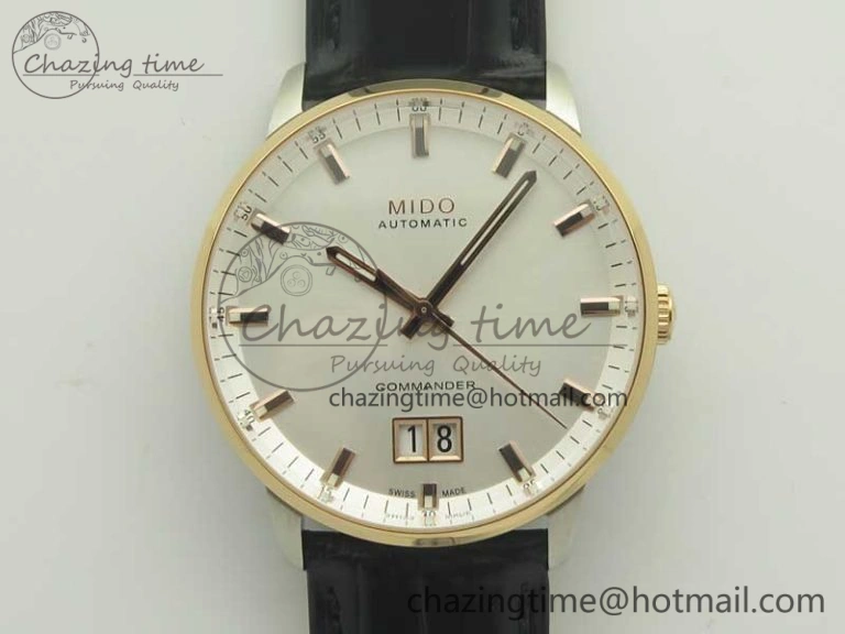 Commander Big Date RG OXF White Dial on Black Leather Strap A Flexible 7607