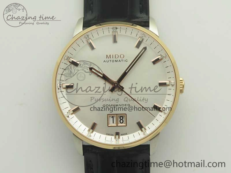 Commander Big Date RG OXF White Dial on Black Leather Strap A Flexible 7607