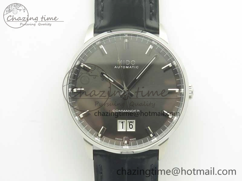Commander Big Date SS OXF Gray Dial on Black Leather Strap A Modern 7608