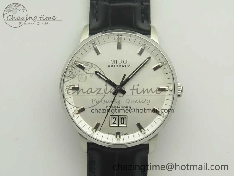 Commander Big Date SS OXF White Dial on Black Leather Strap A Soft 7610