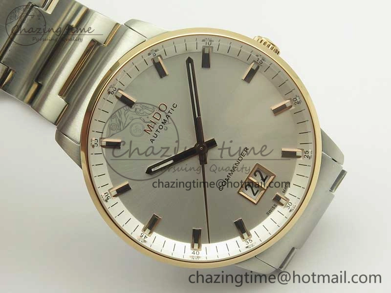 Commander Big Date SS RG OXF White Dial on SS RG Bracelet A WellDesigned 7604