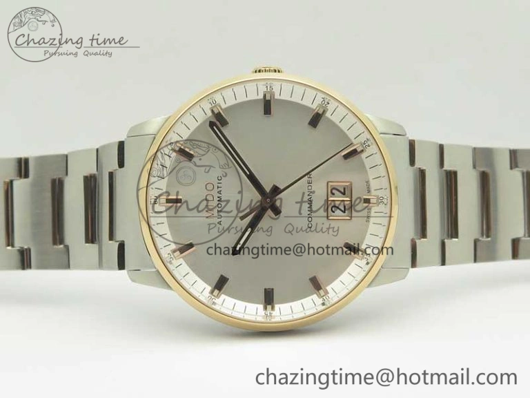 Commander Big Date SS RG OXF White Dial on SS RG Bracelet A WellDesigned 7604