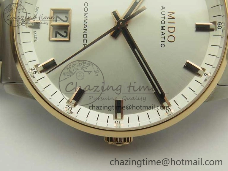 Commander Big Date SS RG OXF White Dial on SS RG Bracelet A WellDesigned 7604