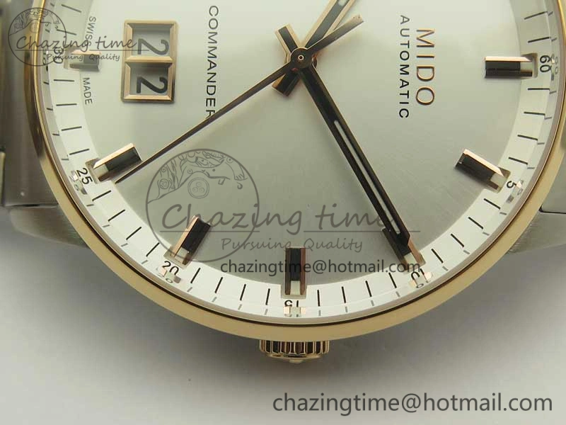 Commander Big Date SS RG OXF White Dial on SS RG Bracelet A WellDesigned 7604
