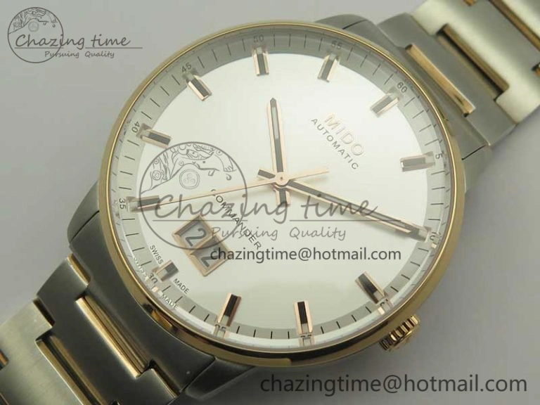 Commander Big Date SS RG OXF White Dial on SS RG Bracelet A WellDesigned 7604