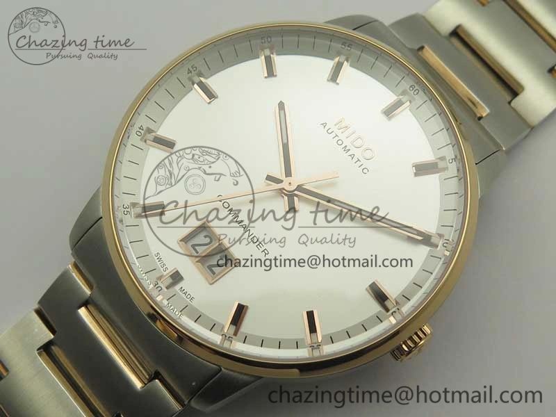Commander Big Date SS RG OXF White Dial on SS RG Bracelet A WellDesigned 7604