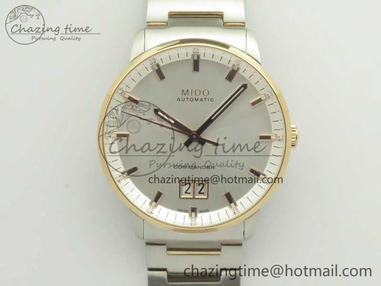 Commander Big Date SS RG OXF White Dial on SS RG Bracelet A WellDesigned 7604