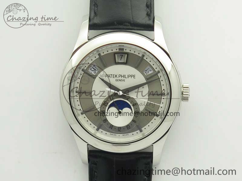 Compact Complications Series Moonphase SS KMF White Dial On Black Leather Strap Cal. 8998