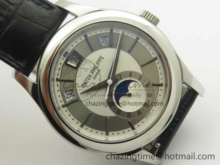 Compact Complications Series Moonphase SS KMF White Dial On Black Leather Strap Cal. 8998