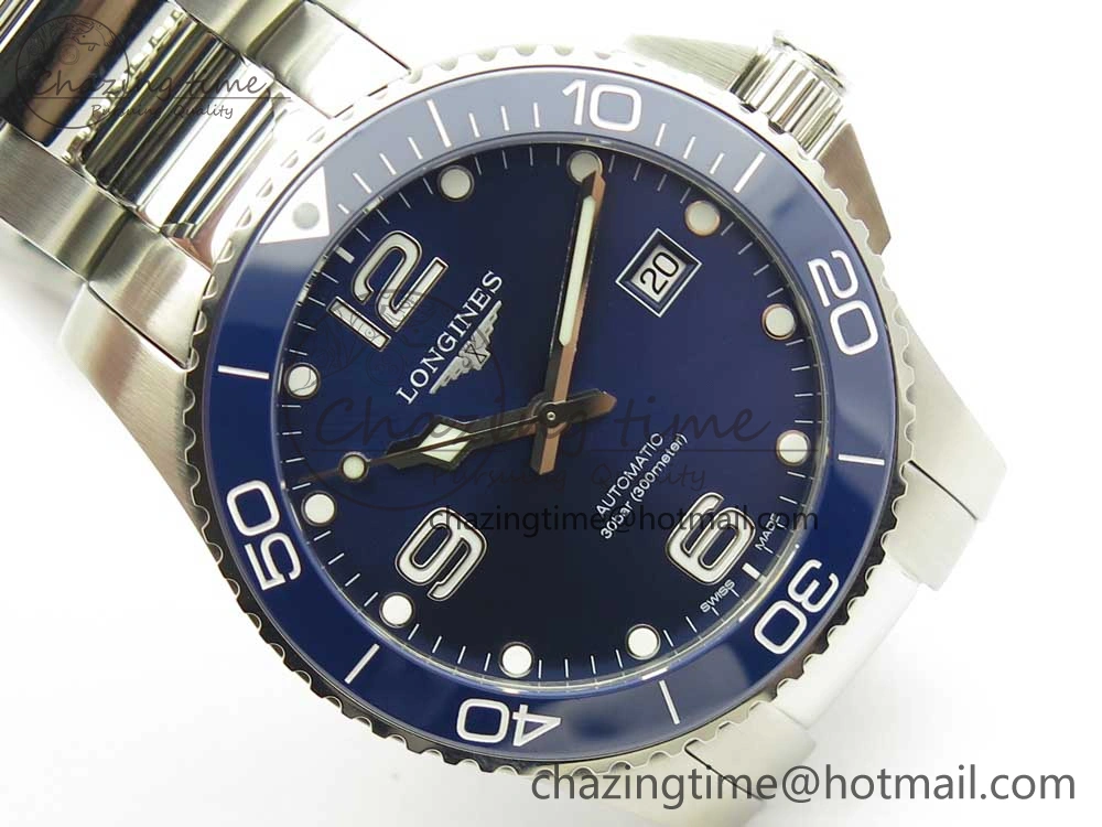 Conquest L3.840.4.56.6 Real Ceramic Bezel SS ZF 1:1 Best Edition Blue dial On SS Bracelet A Contemporary 7580