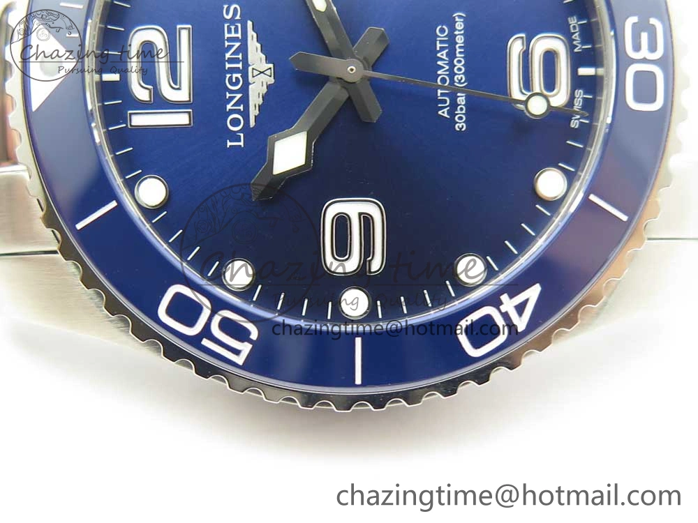 Conquest L3.840.4.56.6 Real Ceramic Bezel SS ZF 1:1 Best Edition Blue dial On SS Bracelet A Contemporary 7580