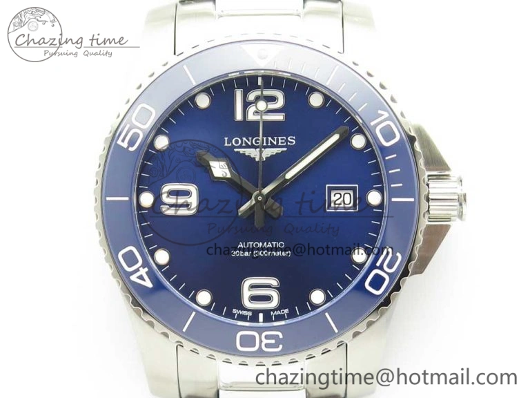 Conquest L3.840.4.56.6 Real Ceramic Bezel SS ZF 1:1 Best Edition Blue dial On SS Bracelet A Contemporary 7580