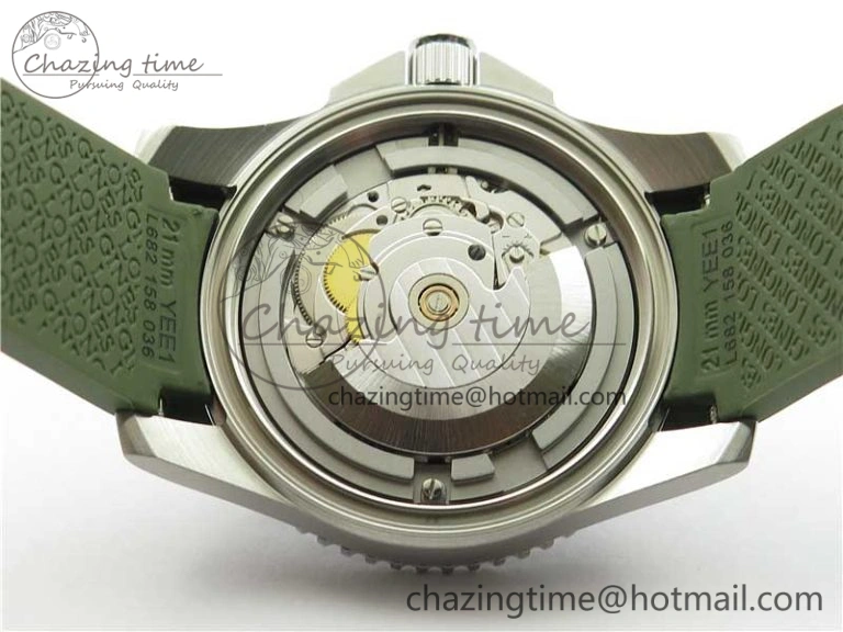 SmartChoice Conquest L3.840.4.56.6 Real Ceramic Bezel SS ZF 1:1 Best Edition Green Dial On Green Rubber Strap A 7574