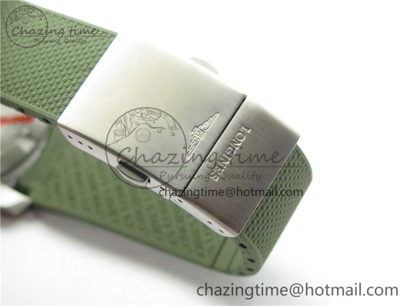SmartChoice Conquest L3.840.4.56.6 Real Ceramic Bezel SS ZF 1:1 Best Edition Green Dial On Green Rubber Strap A 7574
