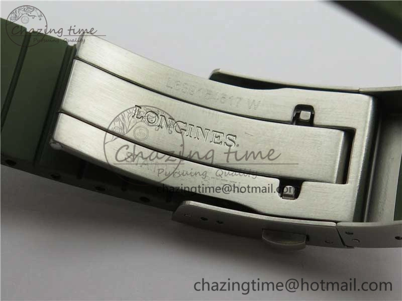 SmartChoice Conquest L3.840.4.56.6 Real Ceramic Bezel SS ZF 1:1 Best Edition Green Dial On Green Rubber Strap A 7574