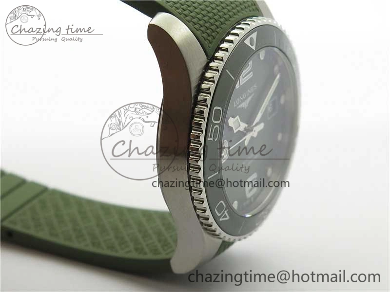 SmartChoice Conquest L3.840.4.56.6 Real Ceramic Bezel SS ZF 1:1 Best Edition Green Dial On Green Rubber Strap A 7574