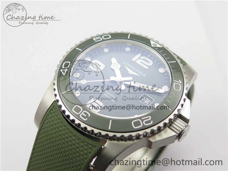 SmartChoice Conquest L3.840.4.56.6 Real Ceramic Bezel SS ZF 1:1 Best Edition Green Dial On Green Rubber Strap A 7574