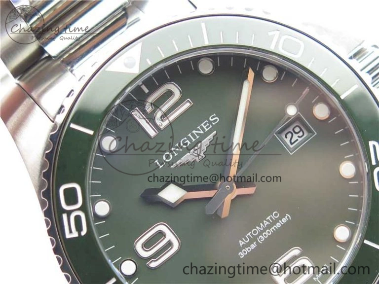 Conquest L3.840.4.56.6 Real Ceramic Bezel SS ZF 1:1 Best Edition Green dial On SS Bracelet A Breathable 7575