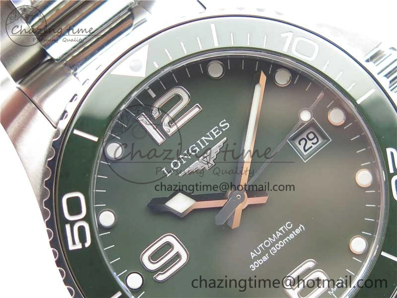 Conquest L3.840.4.56.6 Real Ceramic Bezel SS ZF 1:1 Best Edition Green dial On SS Bracelet A Breathable 7575