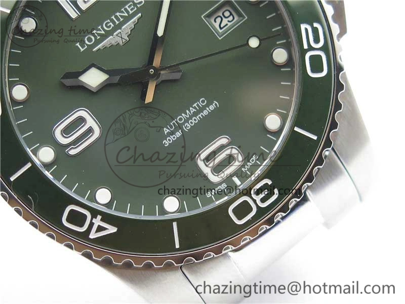 Conquest L3.840.4.56.6 Real Ceramic Bezel SS ZF 1:1 Best Edition Green dial On SS Bracelet A Breathable 7575