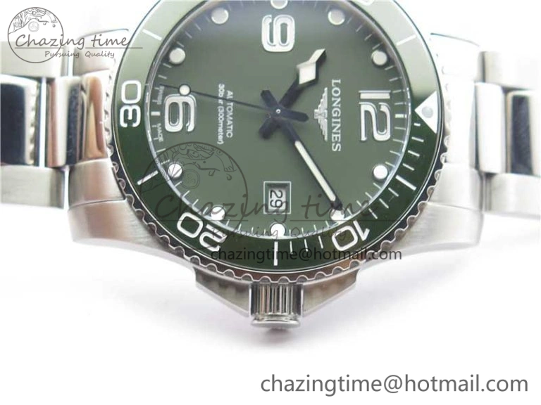 Conquest L3.840.4.56.6 Real Ceramic Bezel SS ZF 1:1 Best Edition Green dial On SS Bracelet A Breathable 7575