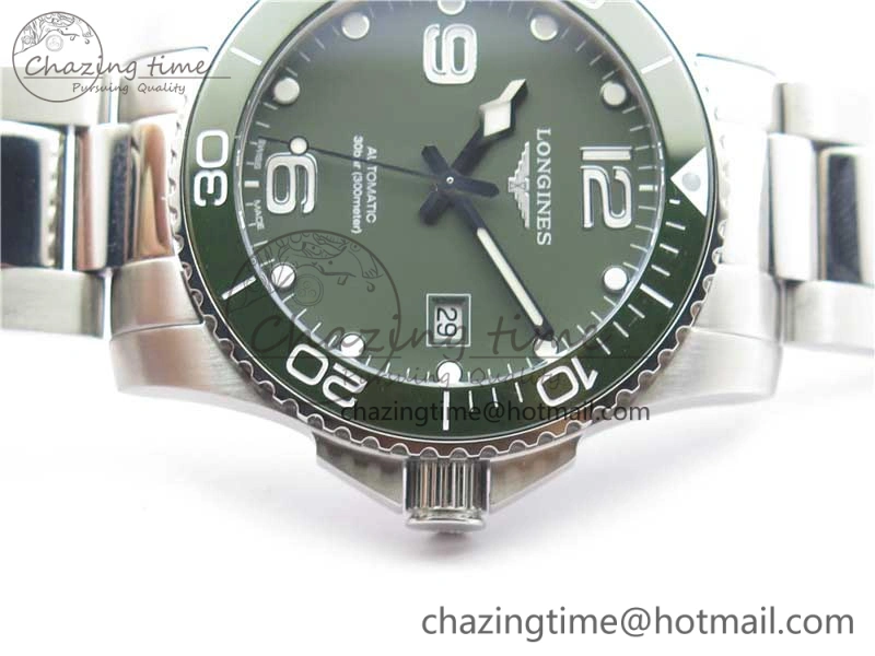 Conquest L3.840.4.56.6 Real Ceramic Bezel SS ZF 1:1 Best Edition Green dial On SS Bracelet A Breathable 7575
