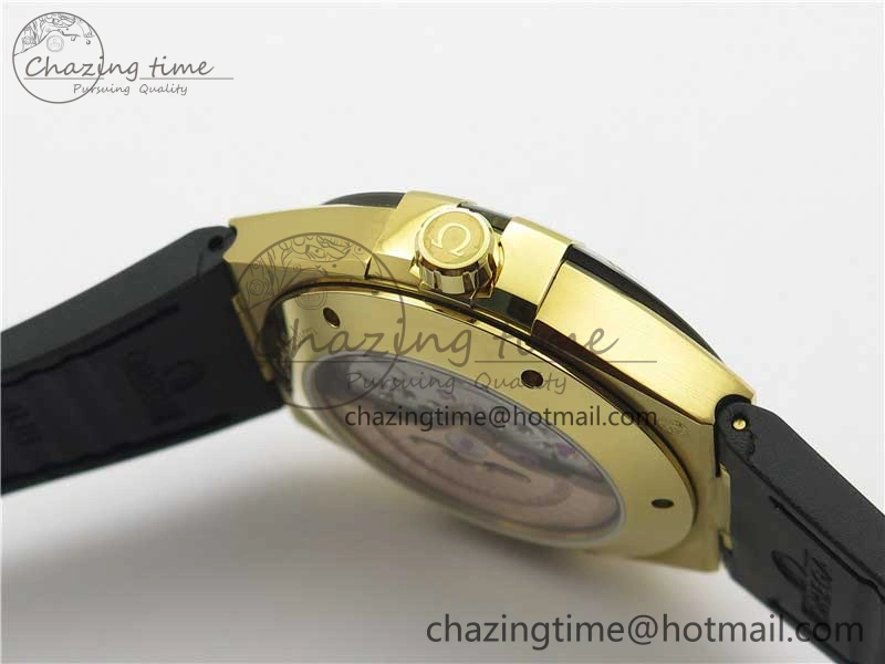 EasyMatch Constellation 131.33.41.21.03.001 YG TW Best Edition Black Dial On Gummy Strap A 7871