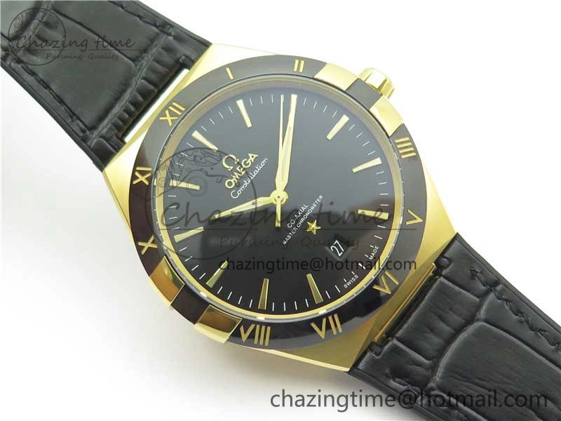 EasyMatch Constellation 131.33.41.21.03.001 YG TW Best Edition Black Dial On Gummy Strap A 7871