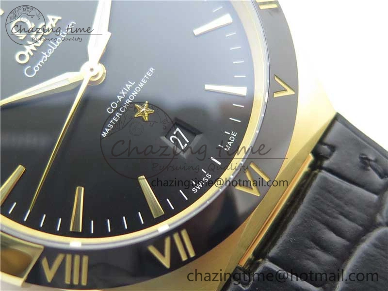 EasyMatch Constellation 131.33.41.21.03.001 YG TW Best Edition Black Dial On Gummy Strap A 7871